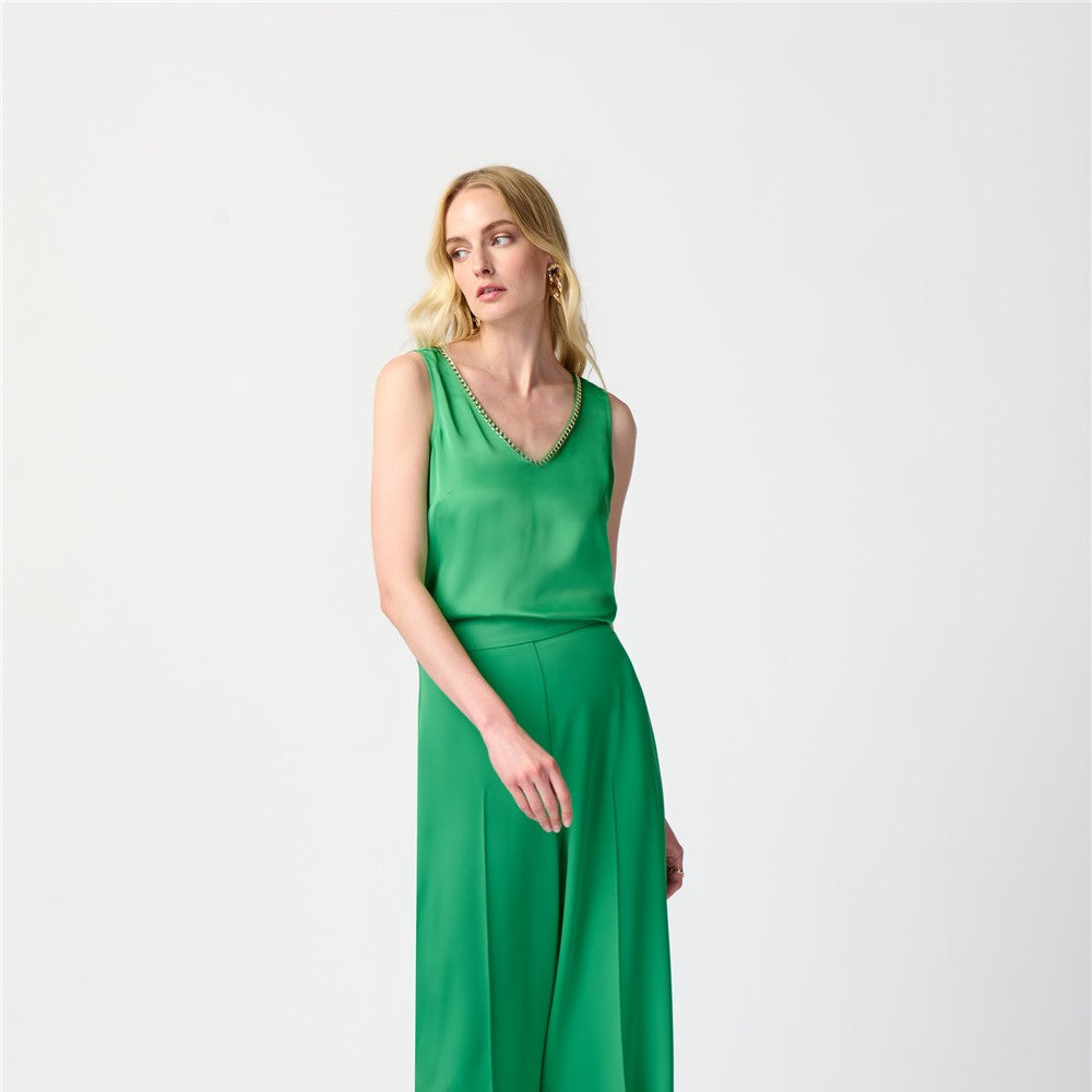 Camisole en satin avec chaîne dorée - Taille : 14 - Couleur : Vert