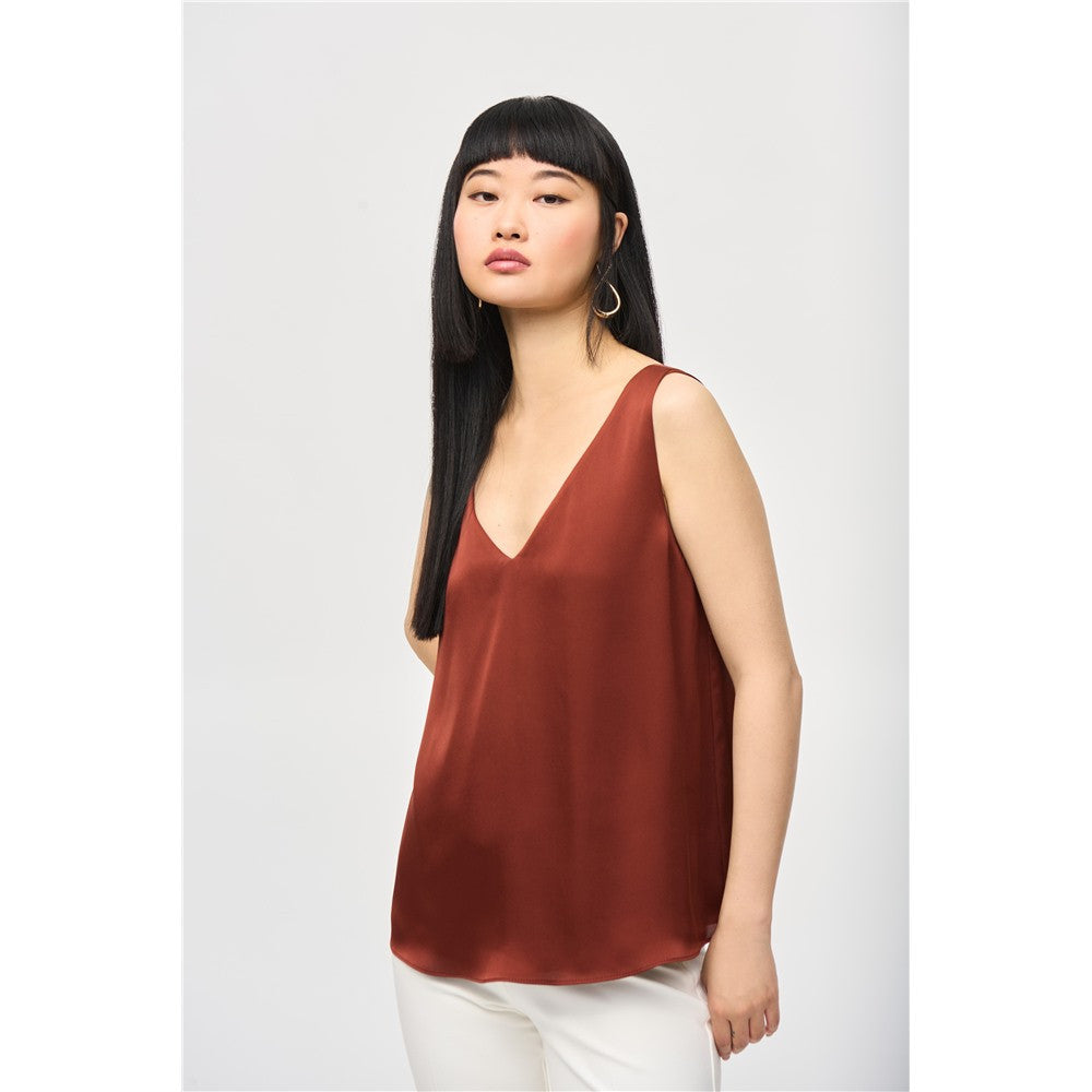 Camisole satinée à bretelles larges - Taille : 6 - Couleur : Cannelle