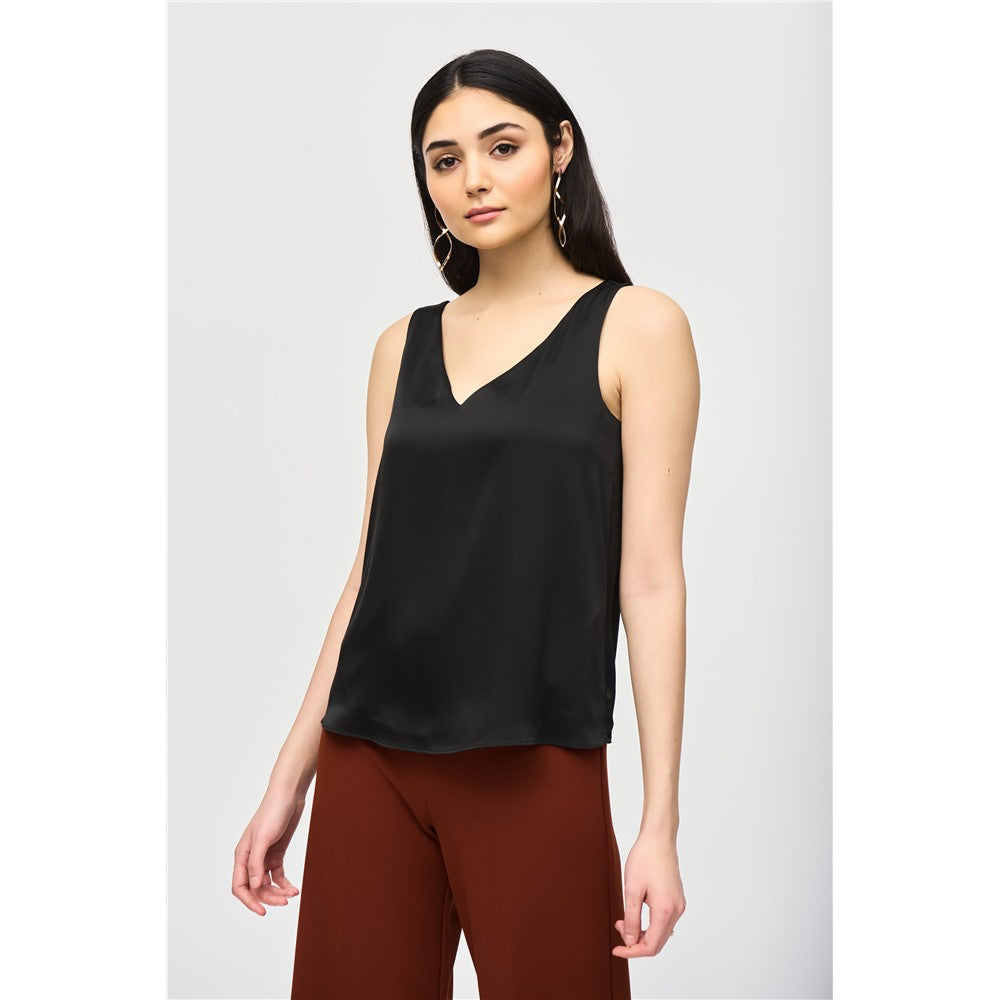 Camisole satinée à bretelles larges - Taille : 18 - Couleur : Noir