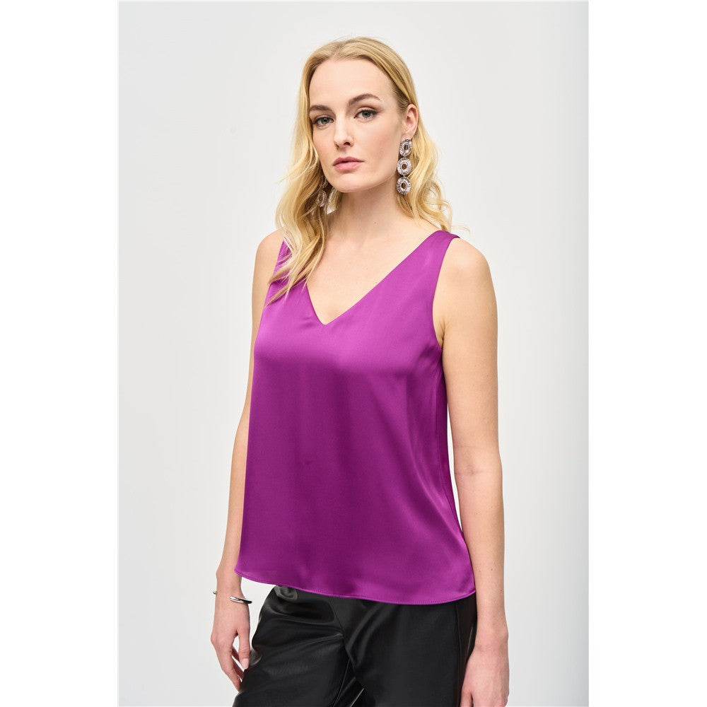 Camisole satinée à bretelles larges - Taille : 14 - Couleur : Mauve