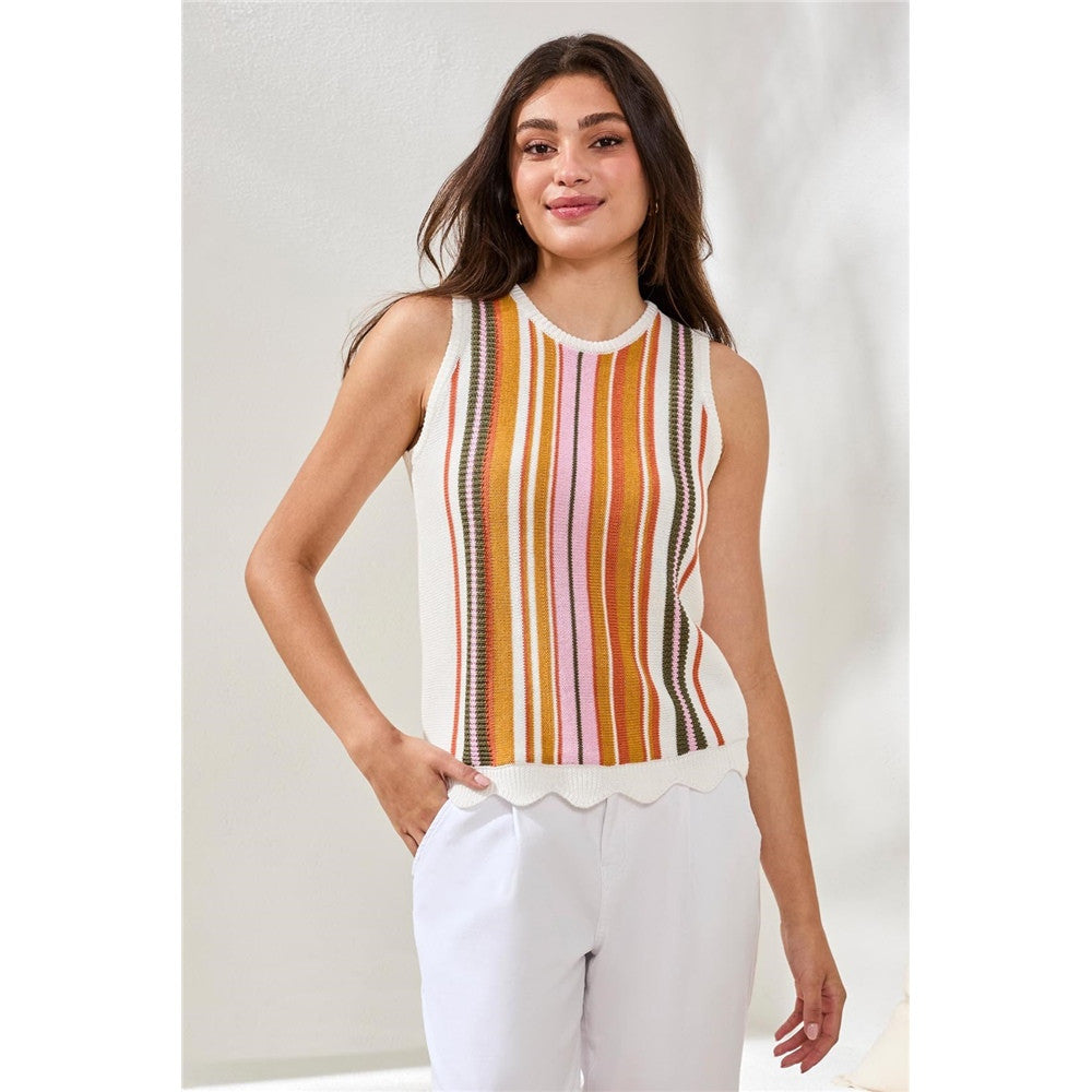 Camisole tricot rayée multicolore