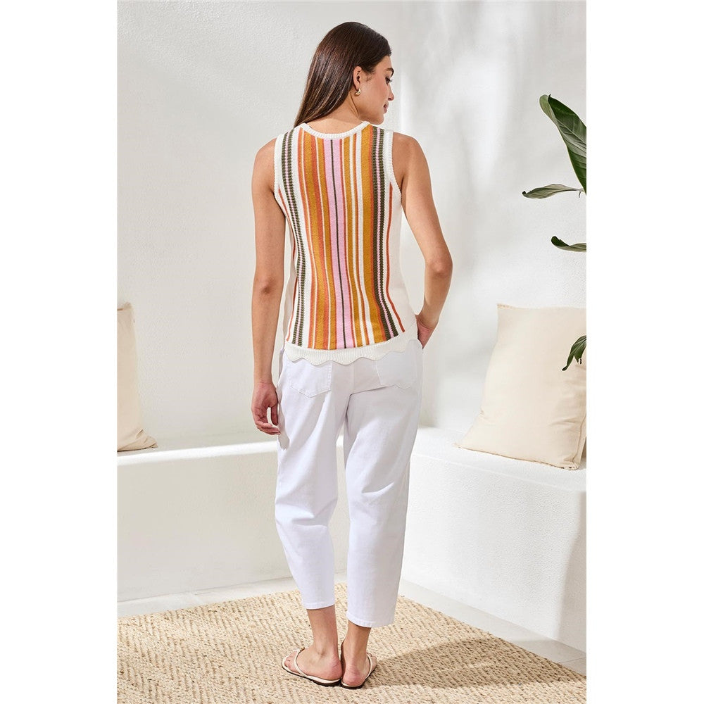 Camisole tricot rayée multicolore