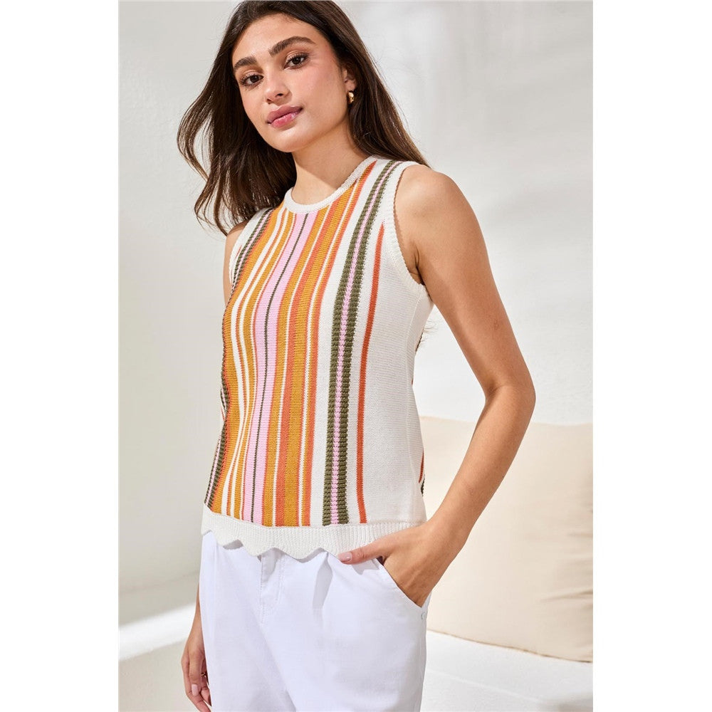 Camisole tricot rayée multicolore