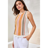 Camisole tricot rayée multicolore