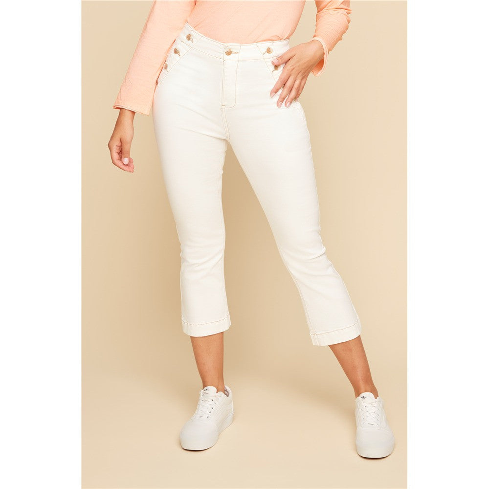 Capri à coupe 7/8 - Taille : 4 - Couleur : Blanc