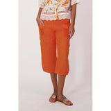 Capri à taille élastique et poches - Taille : XSMALL - Couleur : Orange