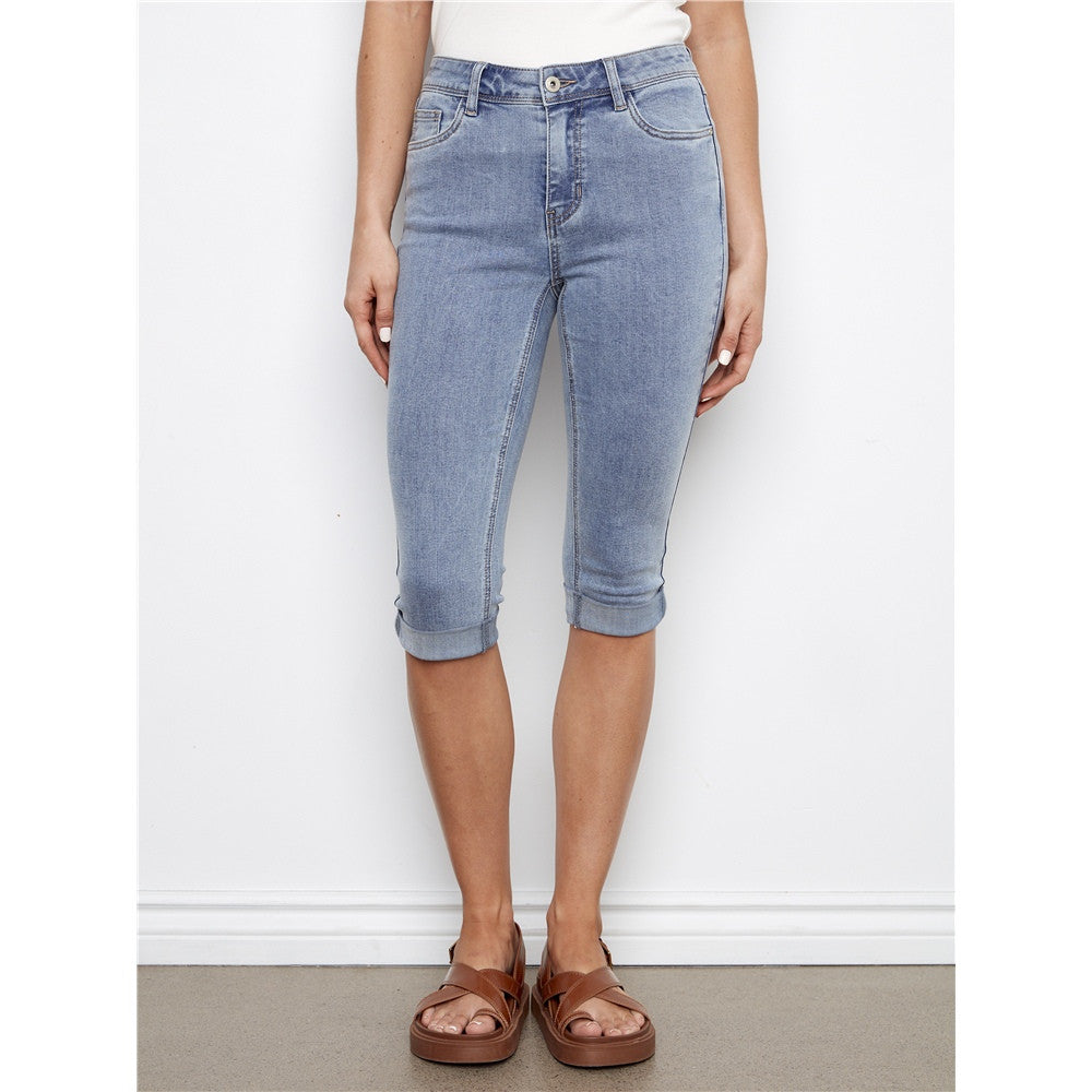 Capri en denim - Taille : 8 - Couleur : Denim Bleu pâle