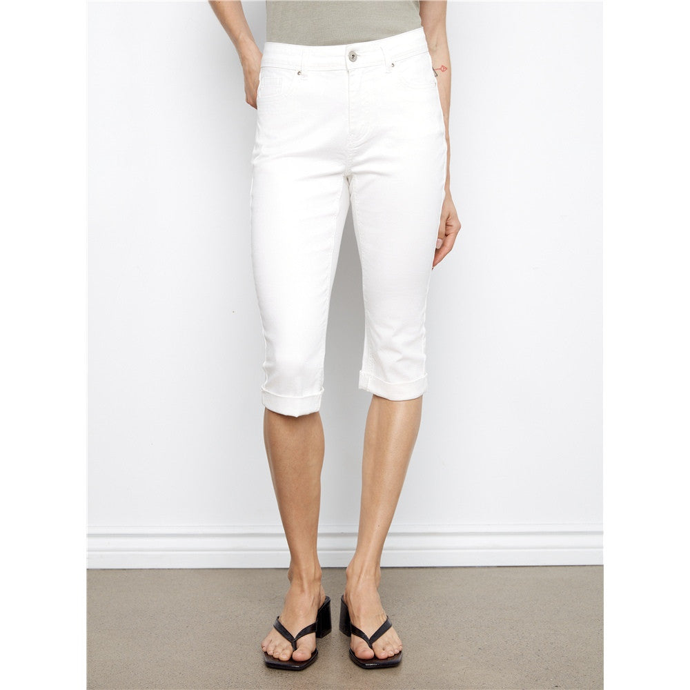 Capri en denim - Taille : 10 - Couleur : Blanc