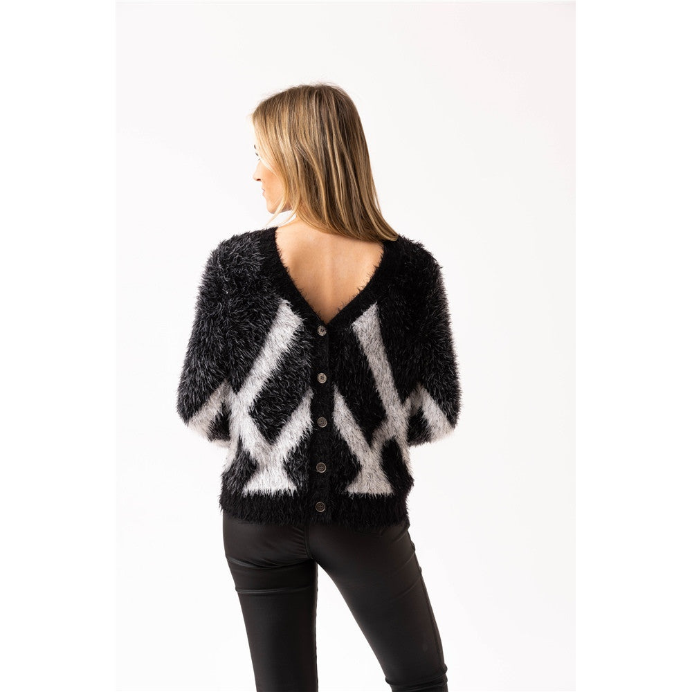 Cardigan à motif graphique et boutons