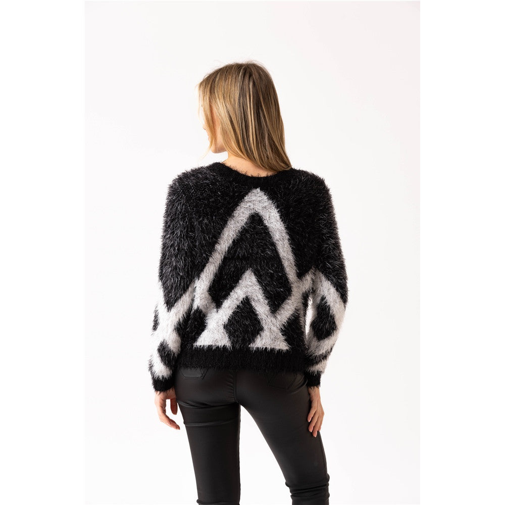Cardigan à motif graphique et boutons