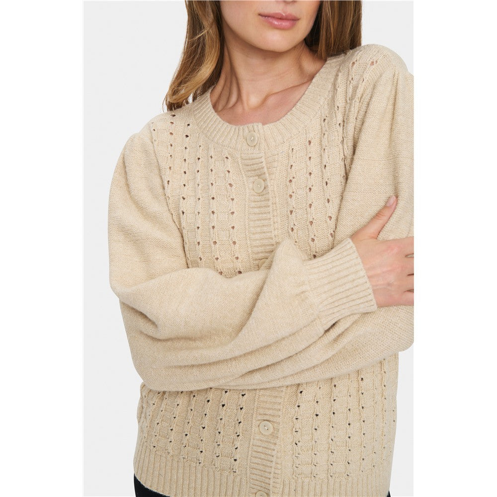 Cardigan ajouré & manches bouffantes