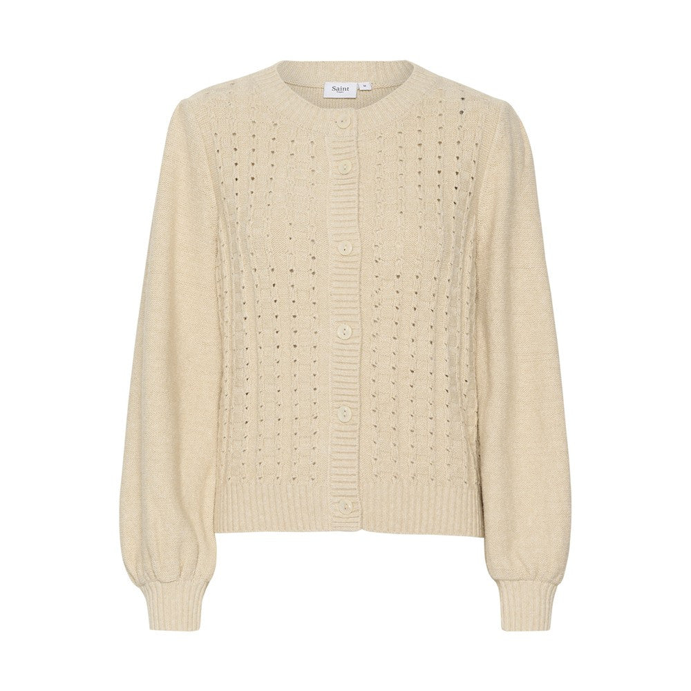 Cardigan ajouré & manches bouffantes