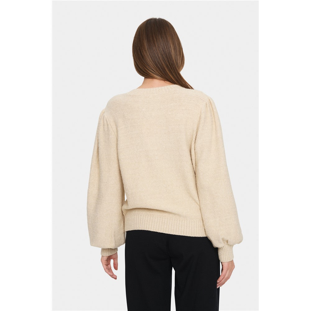 Cardigan ajouré & manches bouffantes