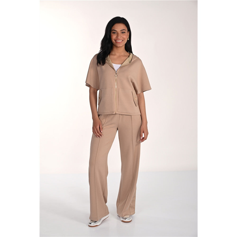 Cardigan capuchon avec fermoir - Taille : XSMALL - Couleur : Taupe