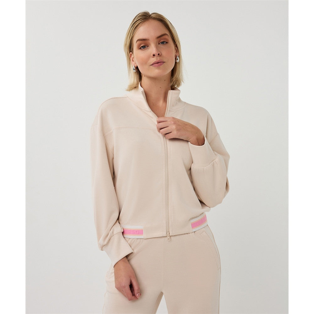 Cardigan col montant et fermoir - Taille : SMALL - Couleur : Naturel
