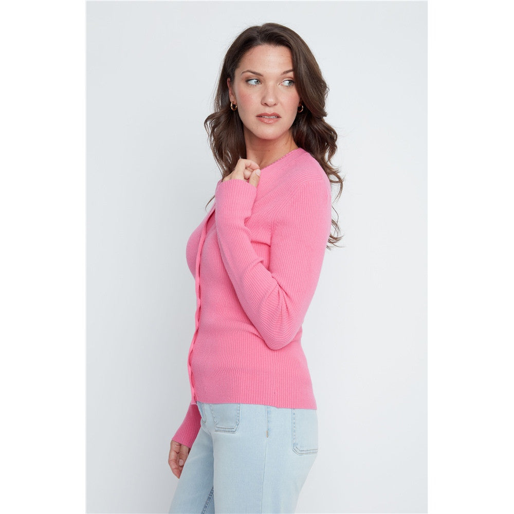 Cardigan côtelé boutonné