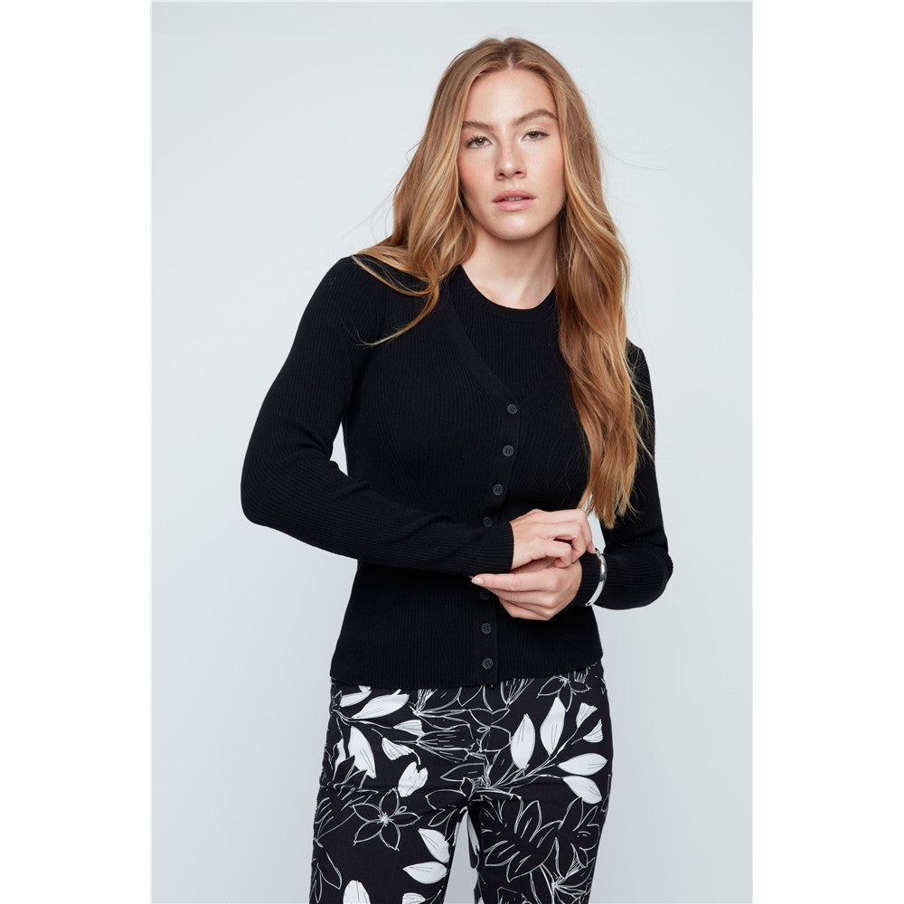 Cardigan côtelé boutonné