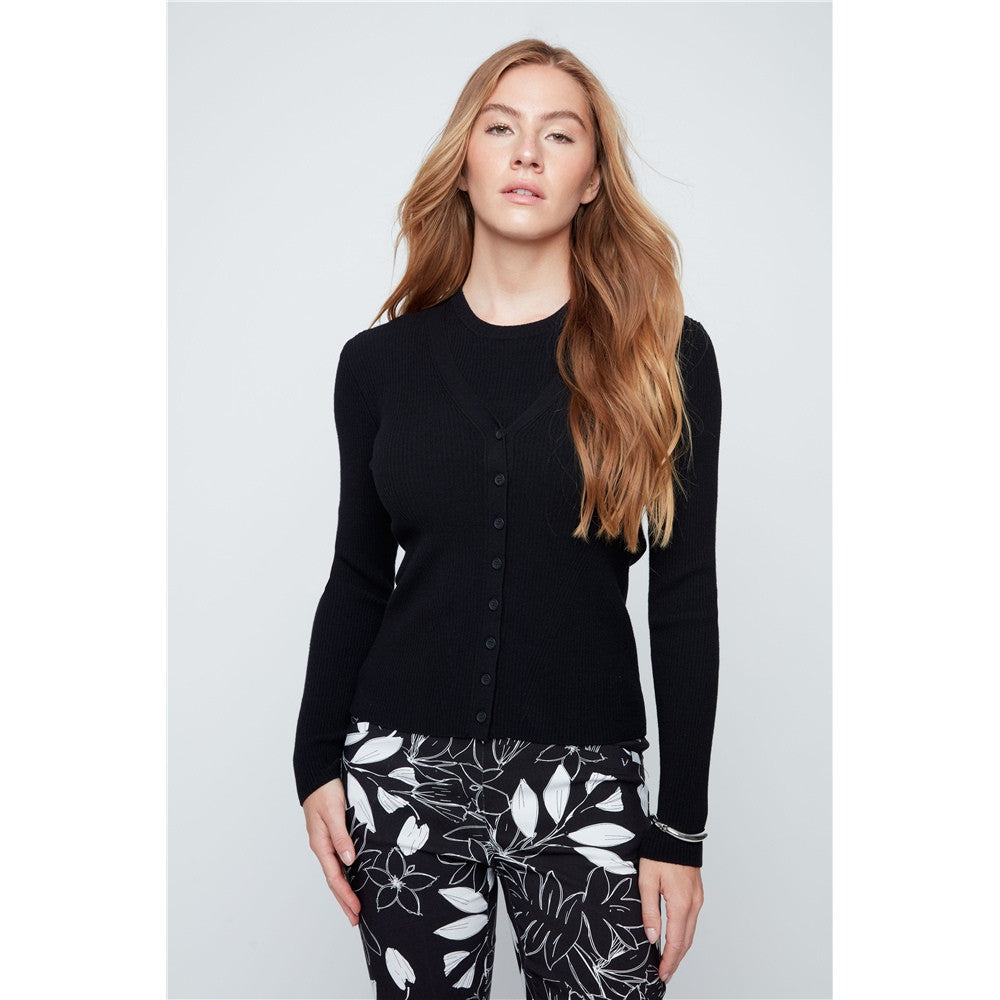 Cardigan côtelé boutonné