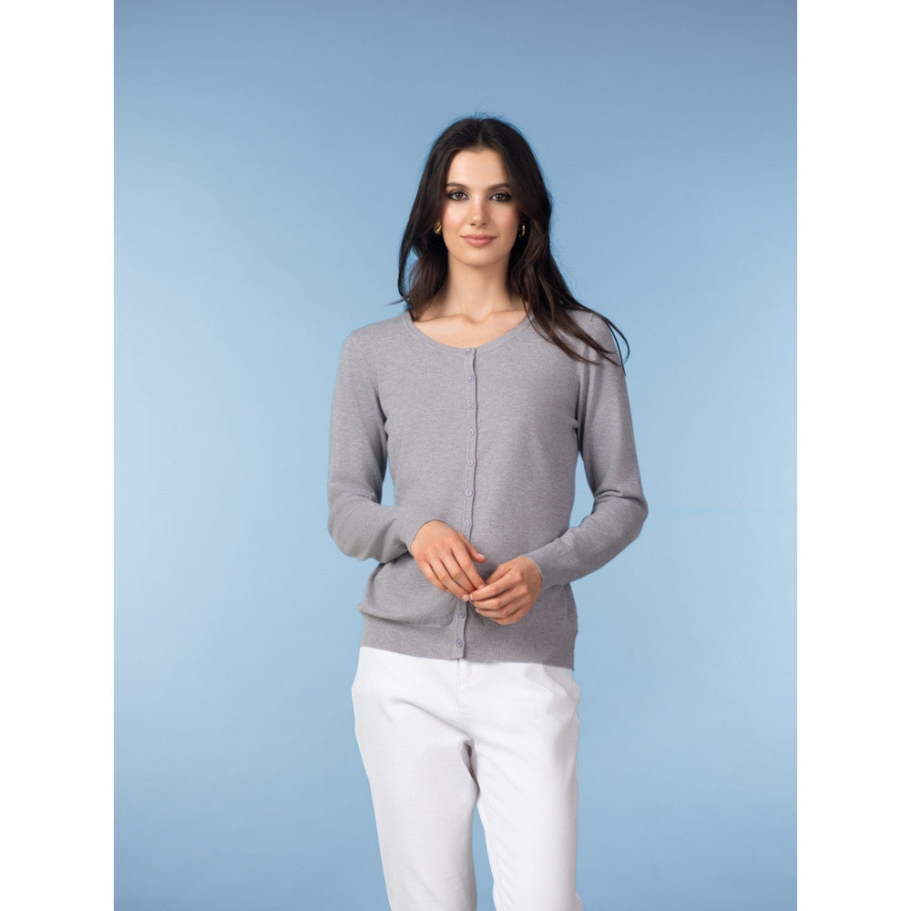 Cardigan en maille et boutons - Taille : XSMALL - Couleur : Gris