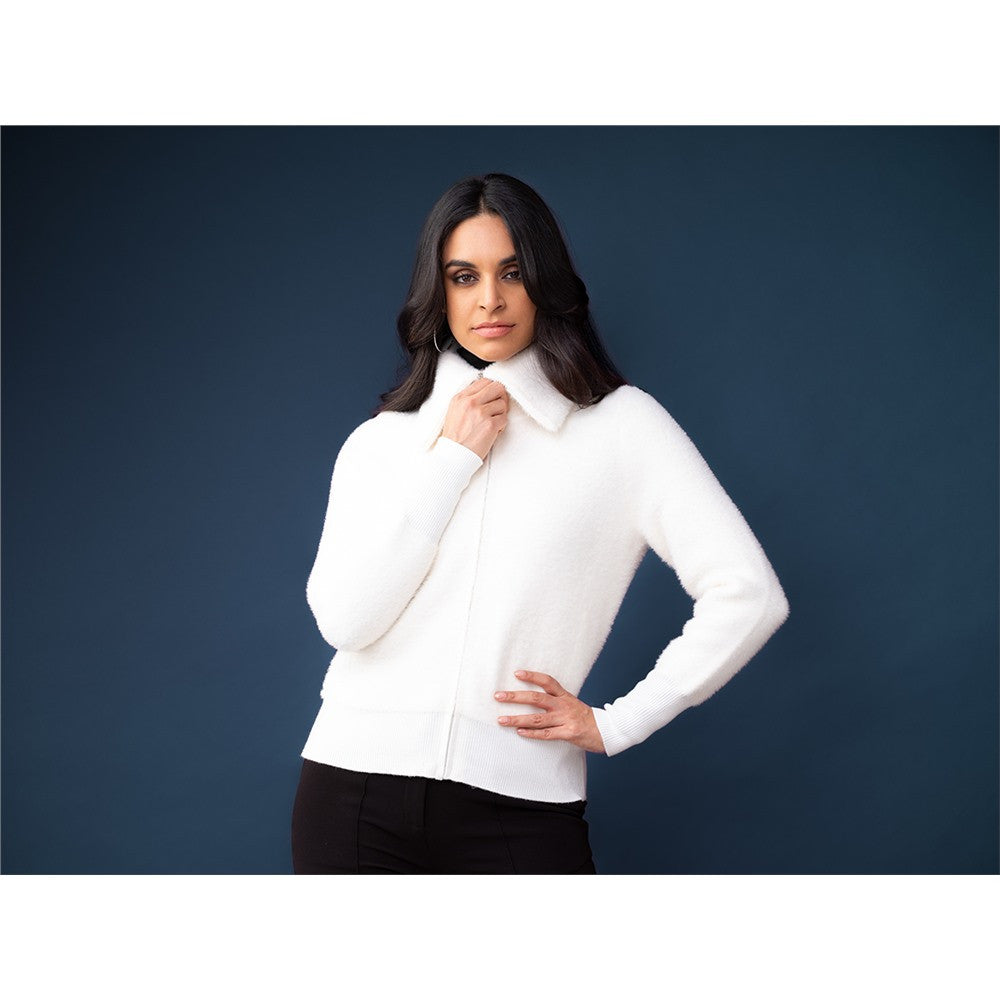 Cardigan tissu pelucheux - Taille : XXLARGE - Couleur : Blanc cassé