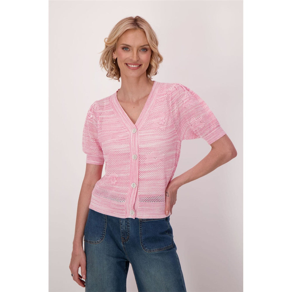 Cardigan tricot ajouré - Taille : XSMALL - Couleur : Rose