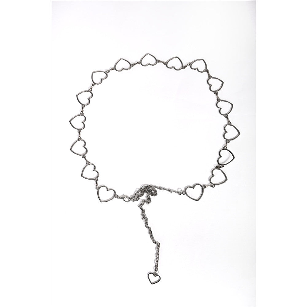 Ceinture chaîne dorée à coeurs ajourés - Taille : MEDIUM - Couleur : Argent