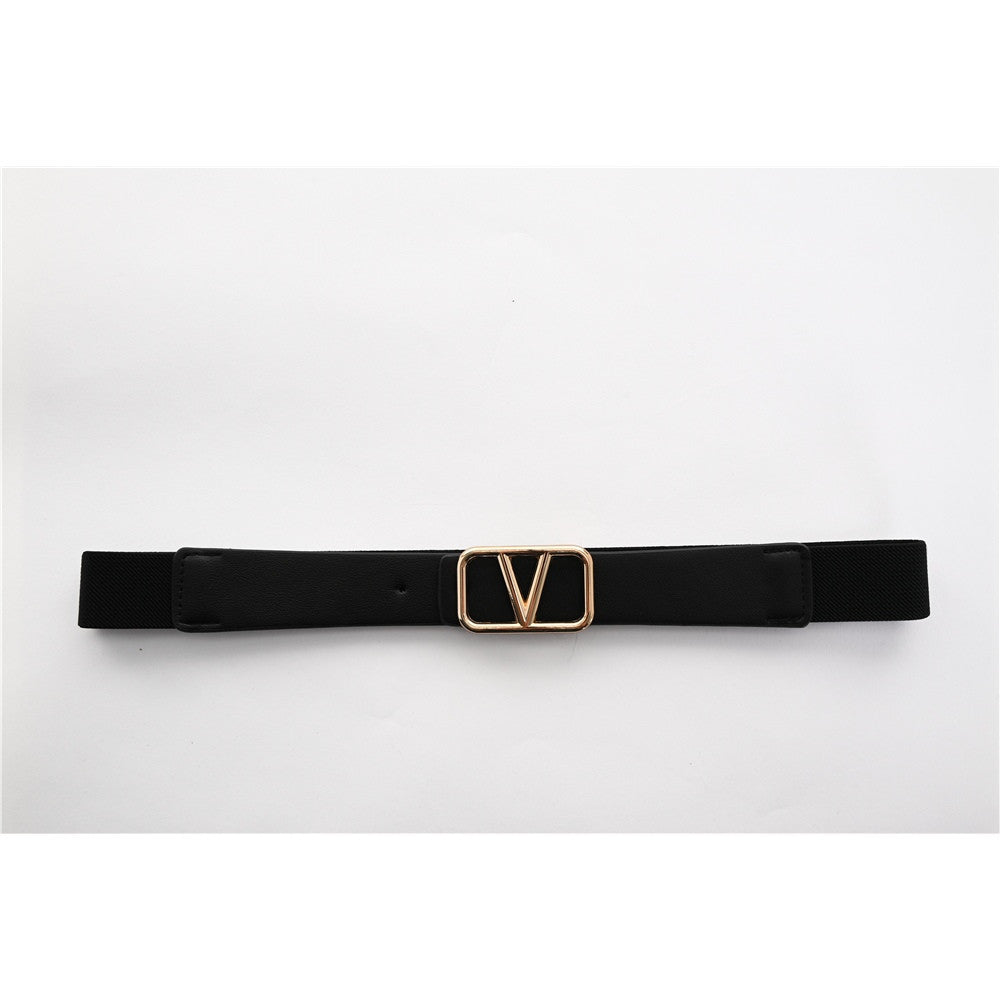 Ceinture élastique avec boucle dorée - Taille : LARGE - Couleur : Noir/Or