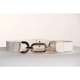 Ceinture élastique avec boucle dorére - Taille : LARGE - Couleur : Blanc/Or