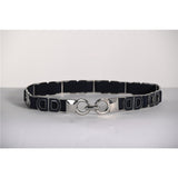 Ceinture élastique boucle argent - Taille : MEDIUM - Couleur : Argent/Marine
