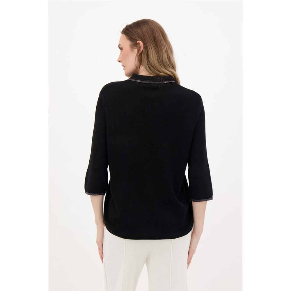 Chandail Polo col et poignets avec strass