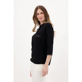 Chandail Polo col et poignets avec strass
