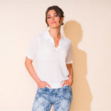 Chandail Polo en mailles - Taille : LARGE - Couleur : Blanc