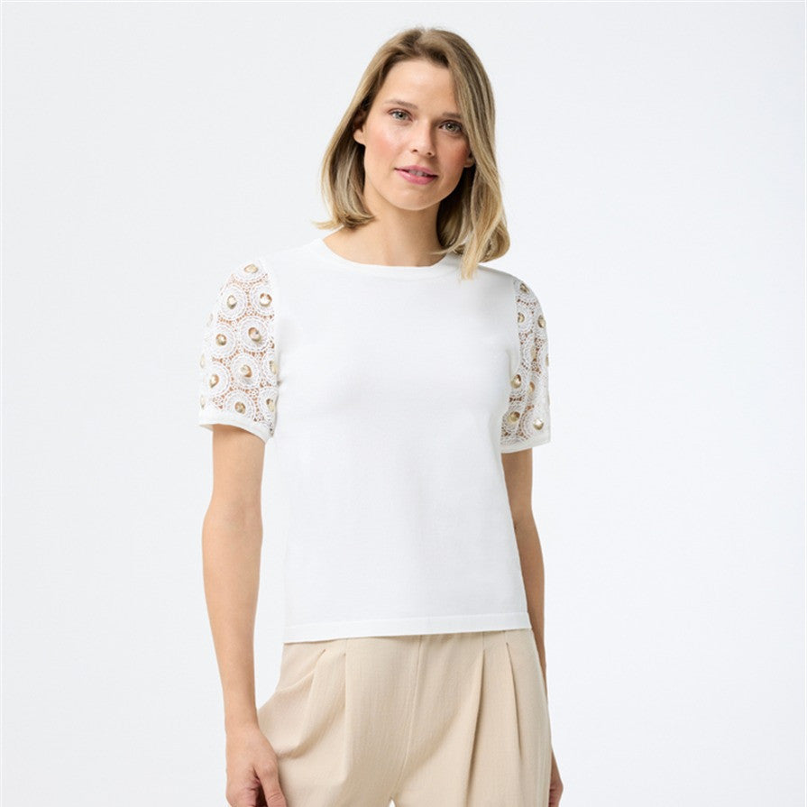 Chandail avec breloques coquillages - Taille : MEDIUM - Couleur : Blanc cassé