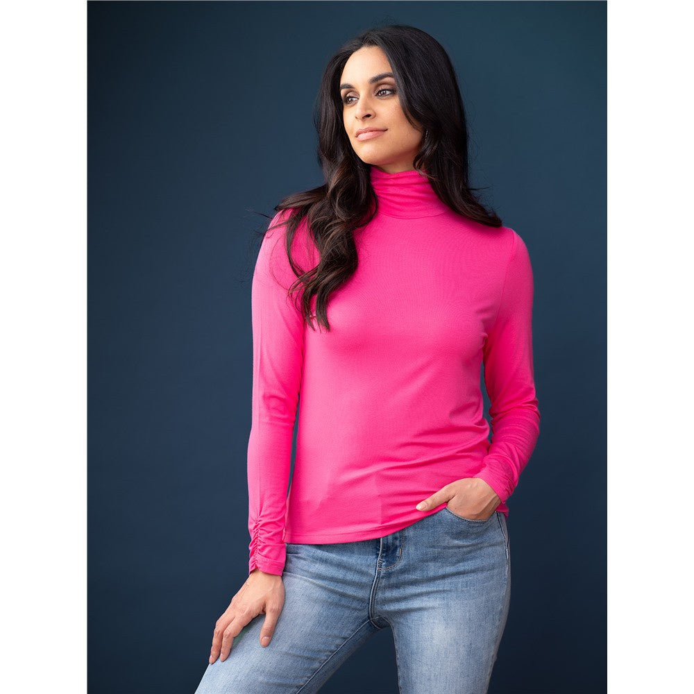 Chandail avec col montant - Taille : SMALL - Couleur : Fuschia