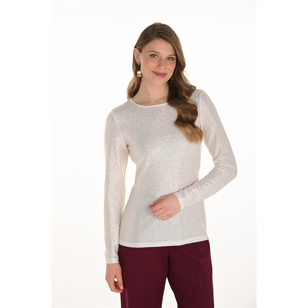 Chandail avec détails dorés - Taille : 6 - Couleur : Blanc Hiver/Or