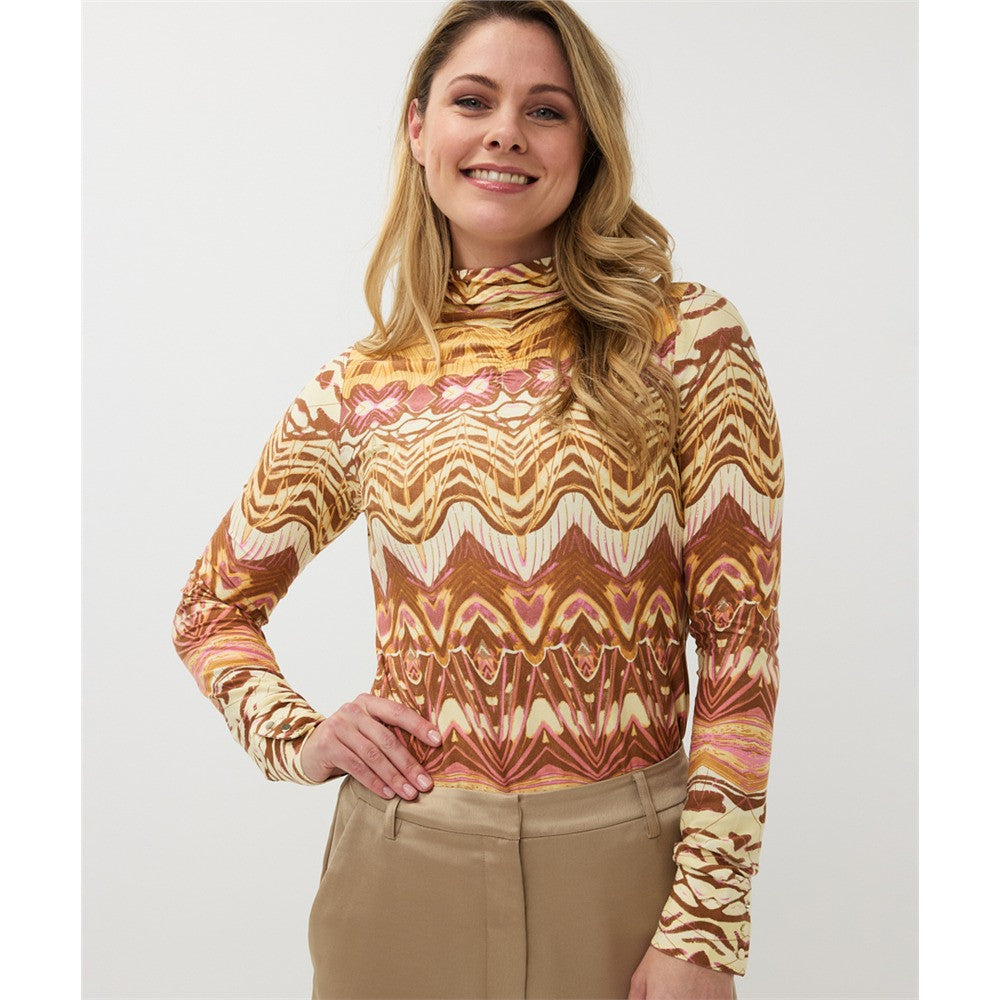 Chandail avec imprimé & col montant - Taille : LARGE - Couleur : Multi