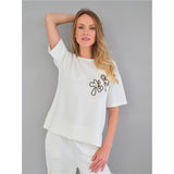 Chandail avec imprimé floral - Taille : SMALL - Couleur : Blanc cassé
