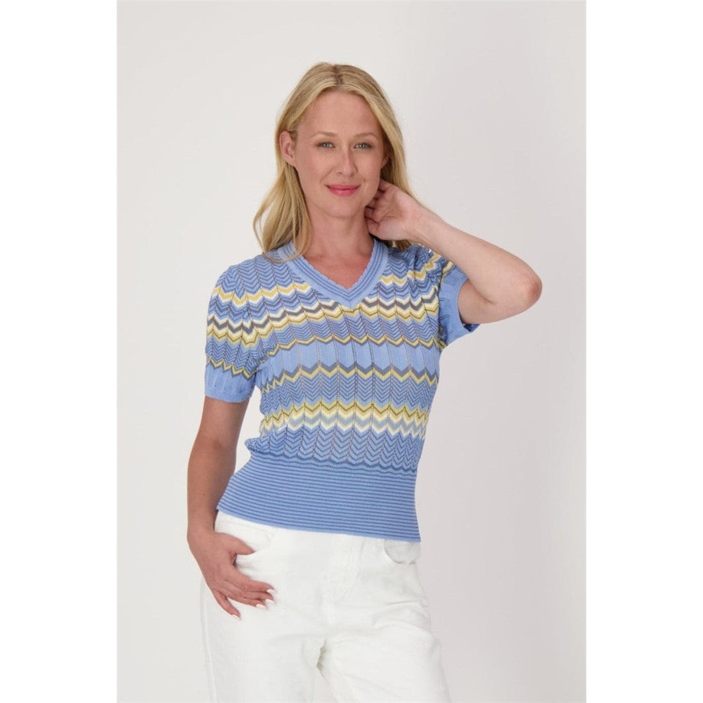 Chandail avec motif chevron - Taille : LARGE - Couleur : Bleu