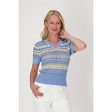 Chandail avec motif chevron - Taille : LARGE - Couleur : Bleu