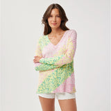 Chandail col V - Taille : XSMALL - Couleur : Jaune/Rose