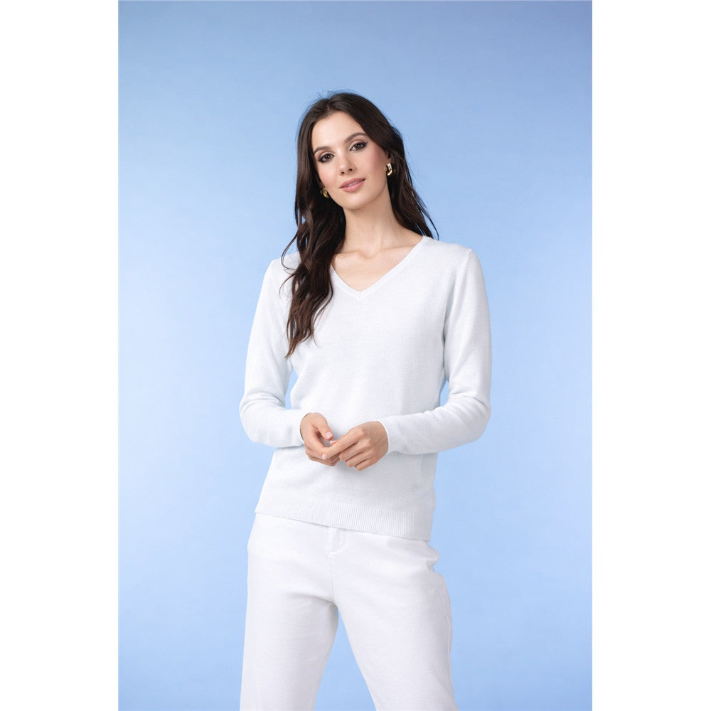 Chandail col en V - Taille : MEDIUM - Couleur : Blanc