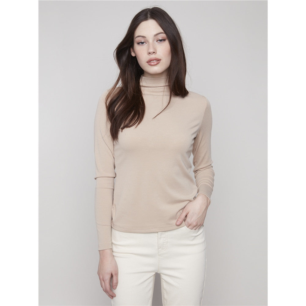Chandail col montant - Taille : MEDIUM - Couleur : Beige