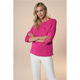 Chandail col rond cercle en relief - Taille : LARGE - Couleur : Rose