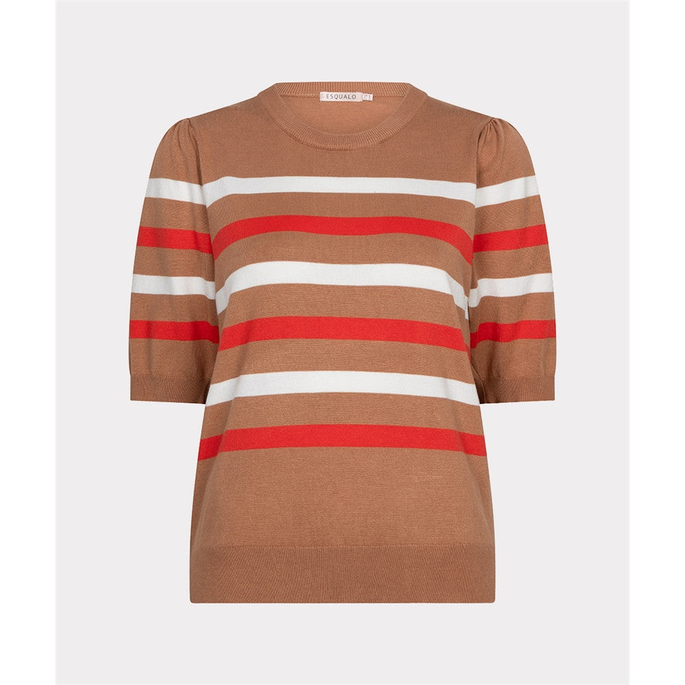 Chandail en tricot à rayures - Taille : LARGE - Couleur : Cappuccino