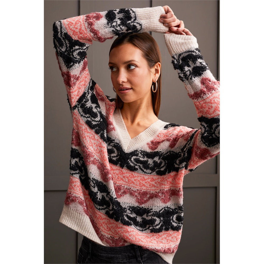 Chandail en tricot pelucheux - Taille : SMALL - Couleur : Multi