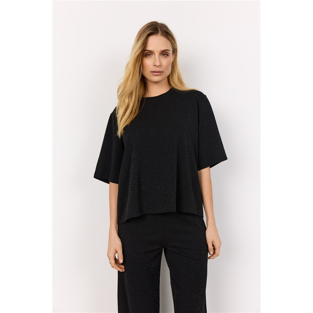 Chandail manches 3/4 tissu scintillant - Taille : MEDIUM - Couleur : Noir