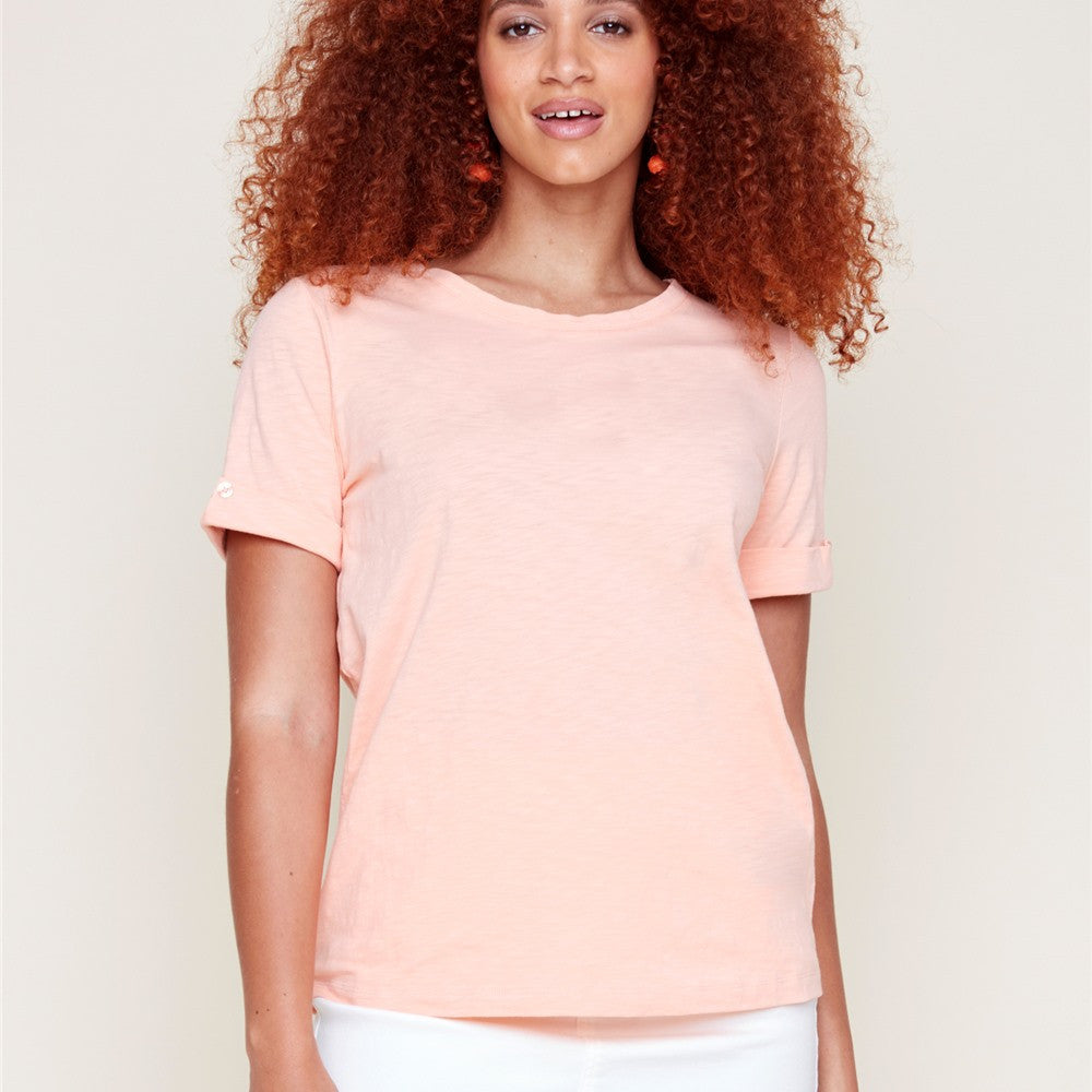 Chandail uni à col rond - Taille : XLARGE - Couleur : Pêche