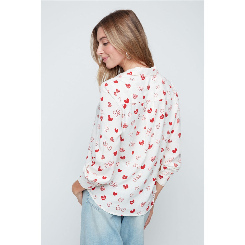 Chemise à imprimé cœurs