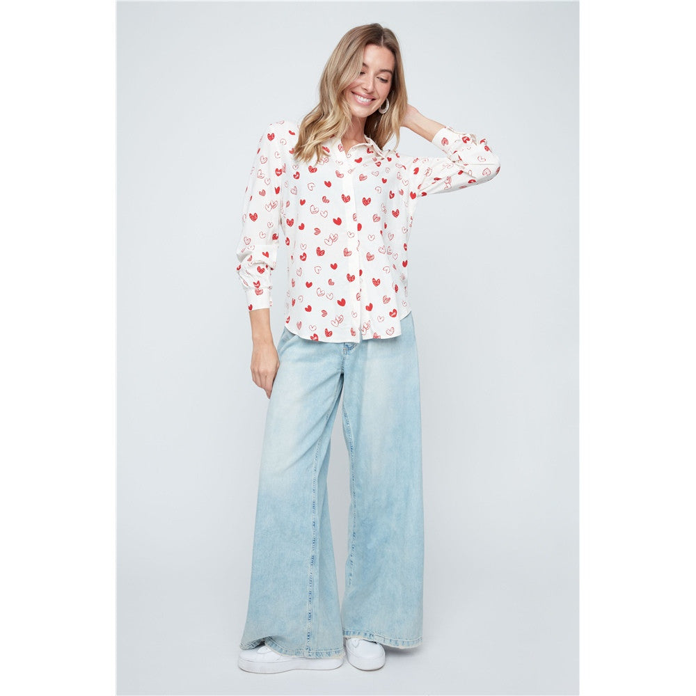 Chemise à imprimé cœurs