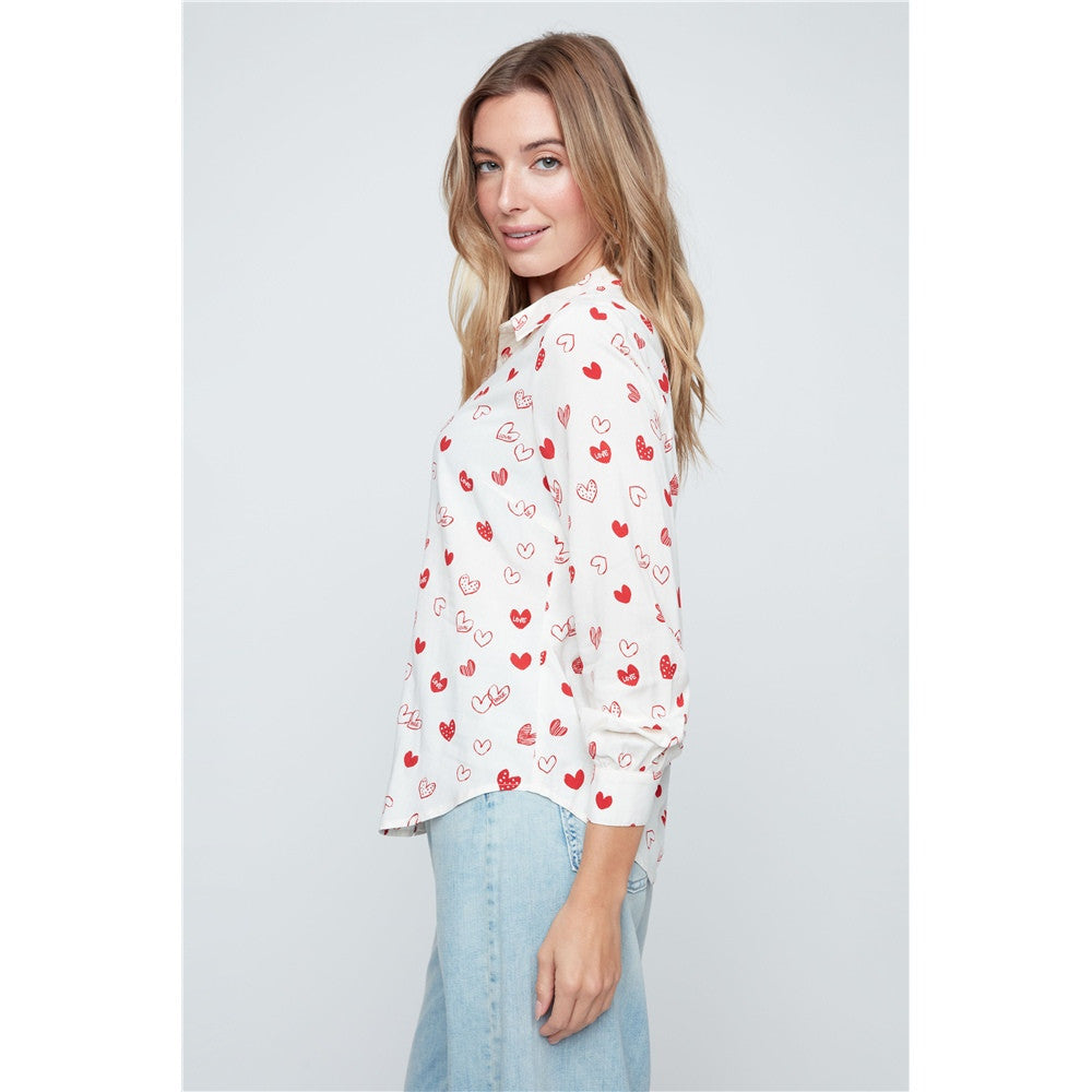Chemise à imprimé cœurs
